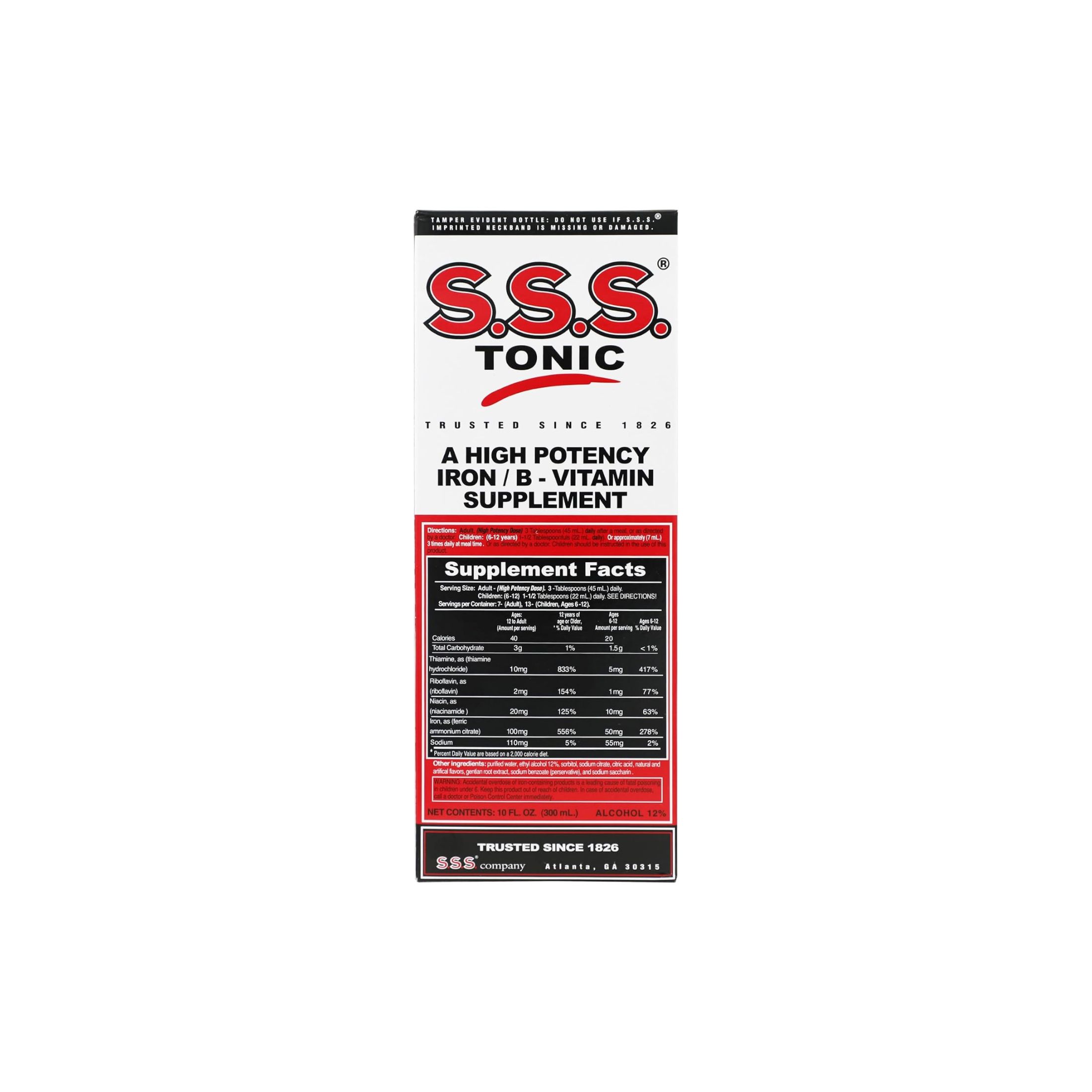 SSS Tonic High Potency Iron/B-Vitamin Supplement 10 Oz