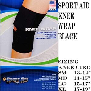 Sportaid Knee Supports Wrap Black Neoprene Medium 14 -15