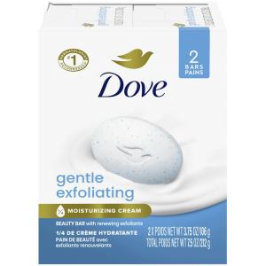 Dove Beauty Bar Soap, Gentle Exfoliating, 2 Bars, 3.75 Oz Each