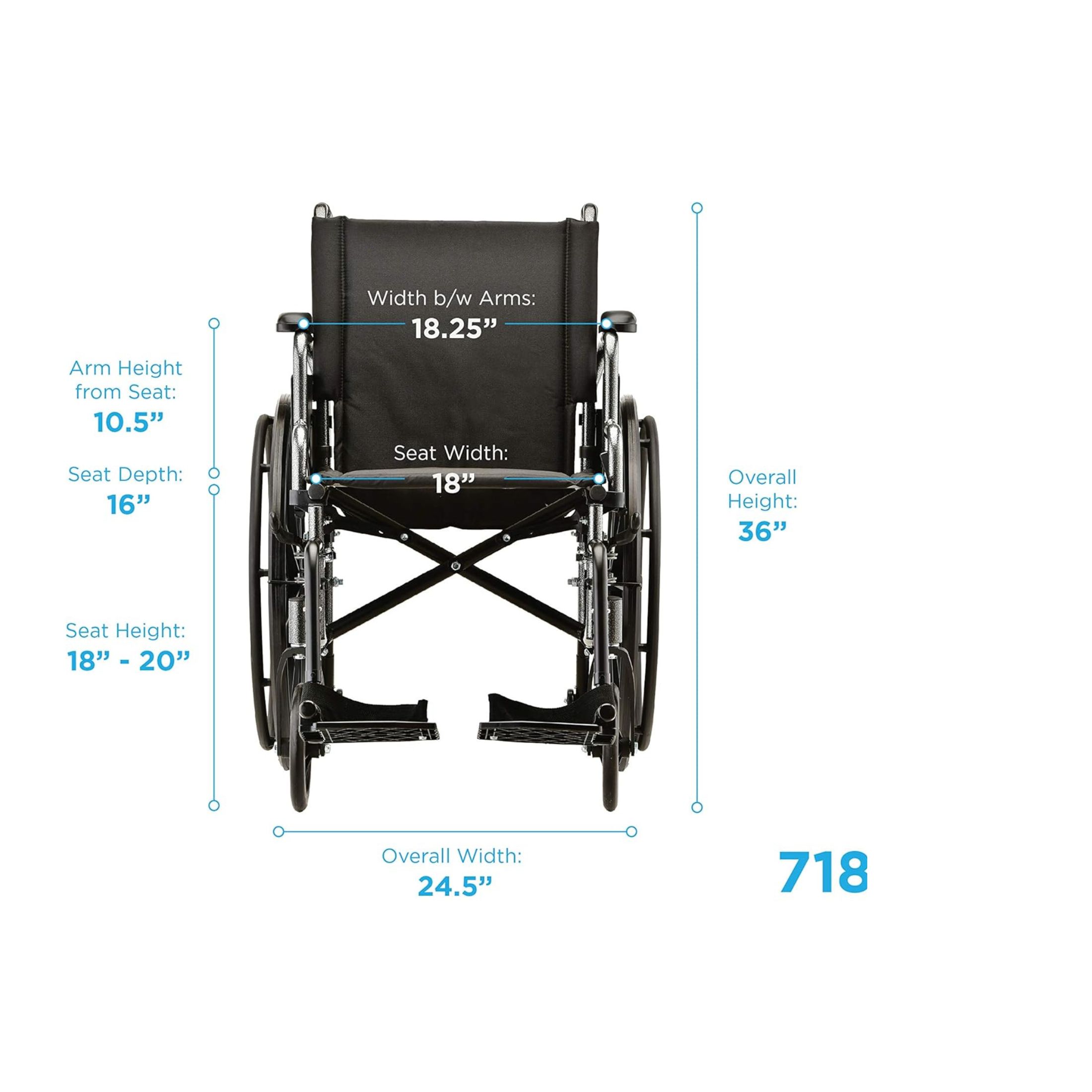 Nova Medical Products Lightweight Wheelchair With Desk Arms And Footrests 18"