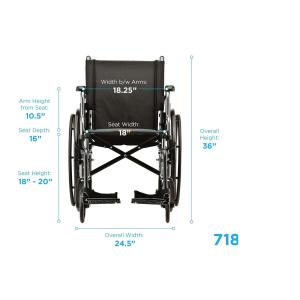 Nova Medical Products Lightweight Wheelchair With Desk Arms And Footrests 18"