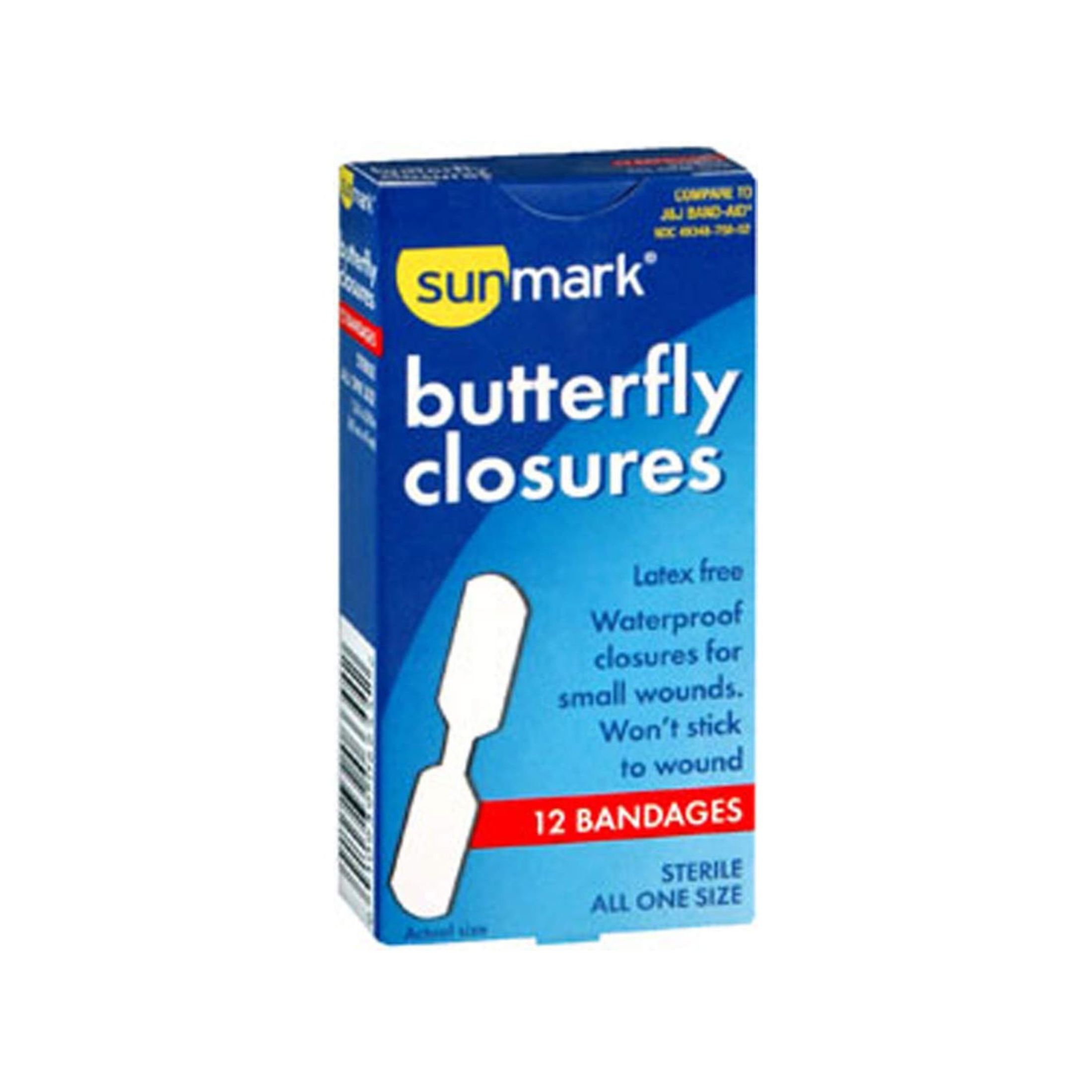 Sunmark Butterfly Closures All One Size 12 Each By Cypress Medical Products