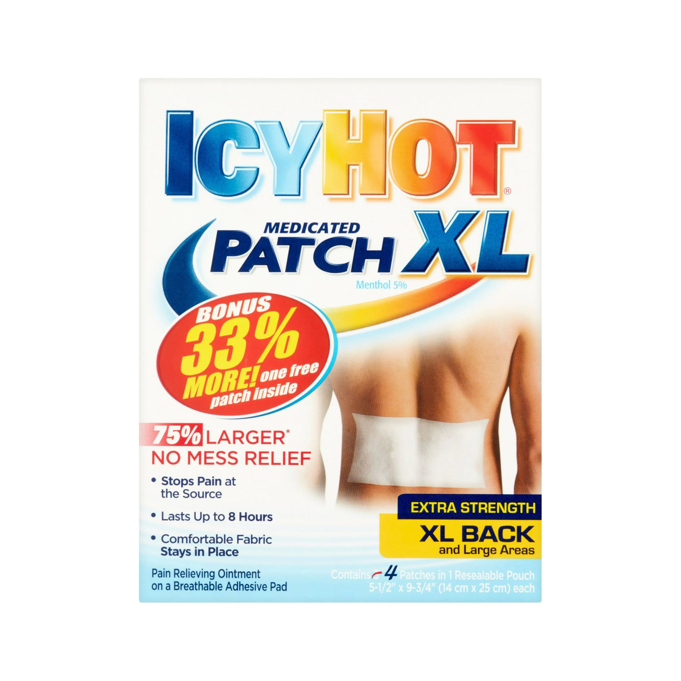 Icy Hot Medicated Extra Strength XL Back & Large Areas Patch 3 Ct