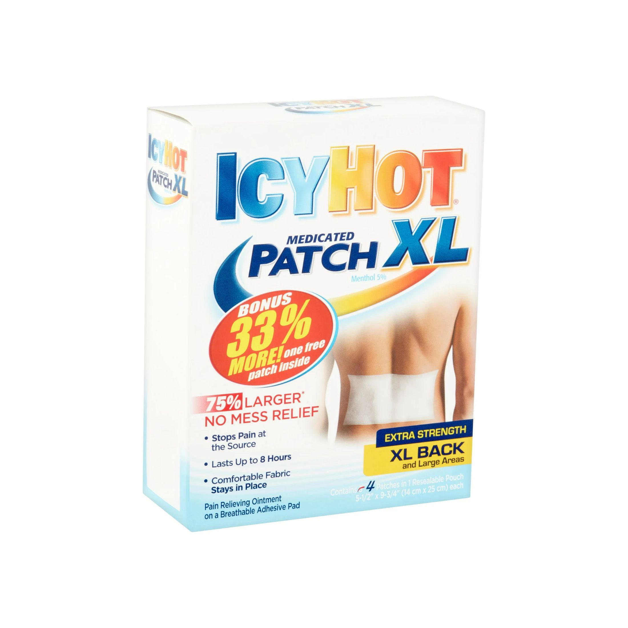Icy Hot Medicated Extra Strength XL Back & Large Areas Patch 3 Ct