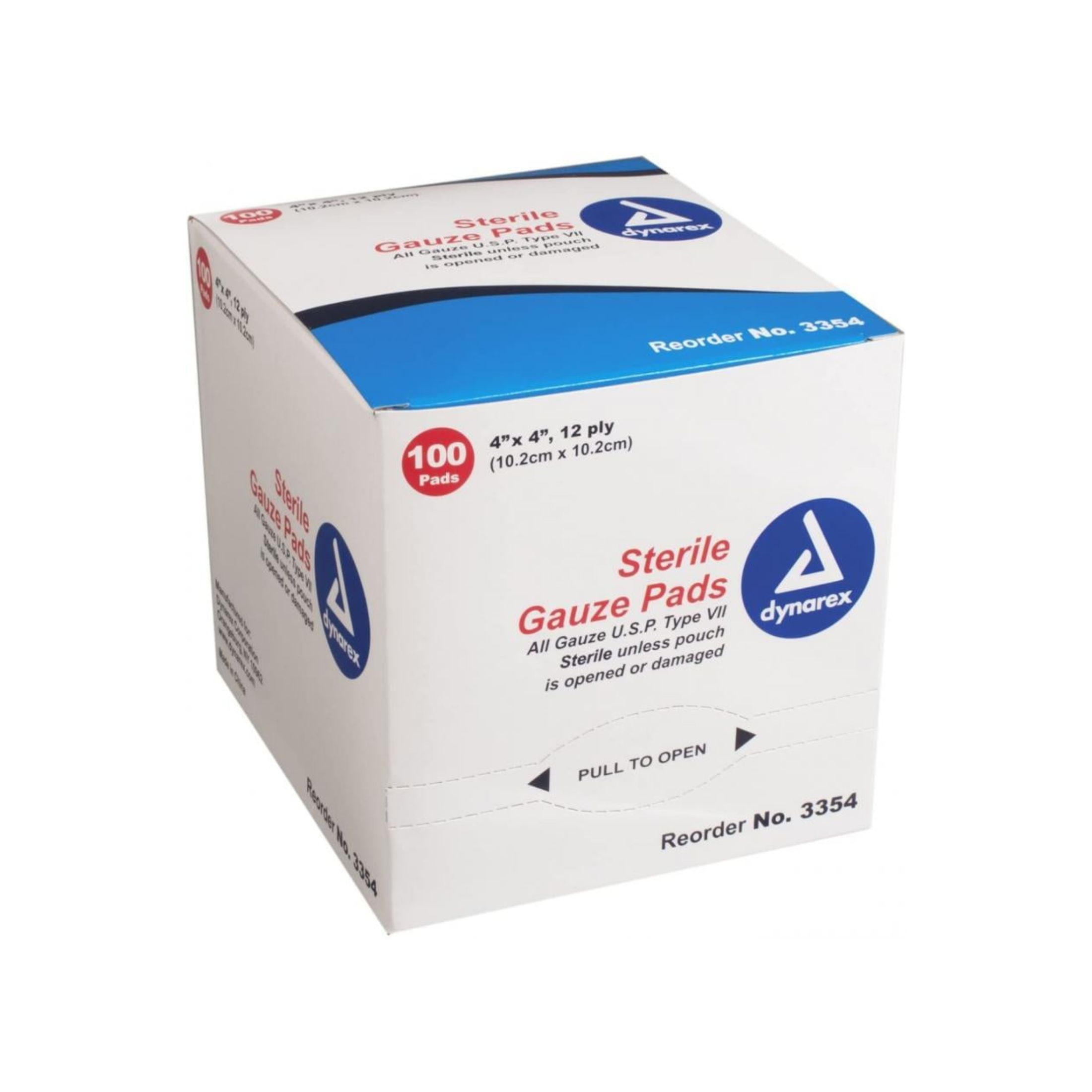 Dynarex Sterile Gauze Pads, 4" X 4", 12 Ply 100 Pads