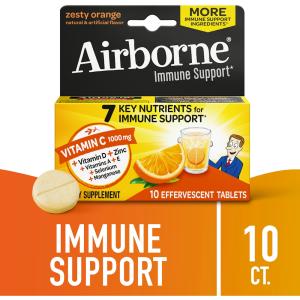Airborne Zesty Orange Immune Support Supplement Original Effervescent Tablets 10 Ct Box