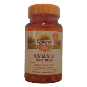 Sundown Naturals, Vitamin D3, 25 Mcg (1,000 IU), 200 Softgels