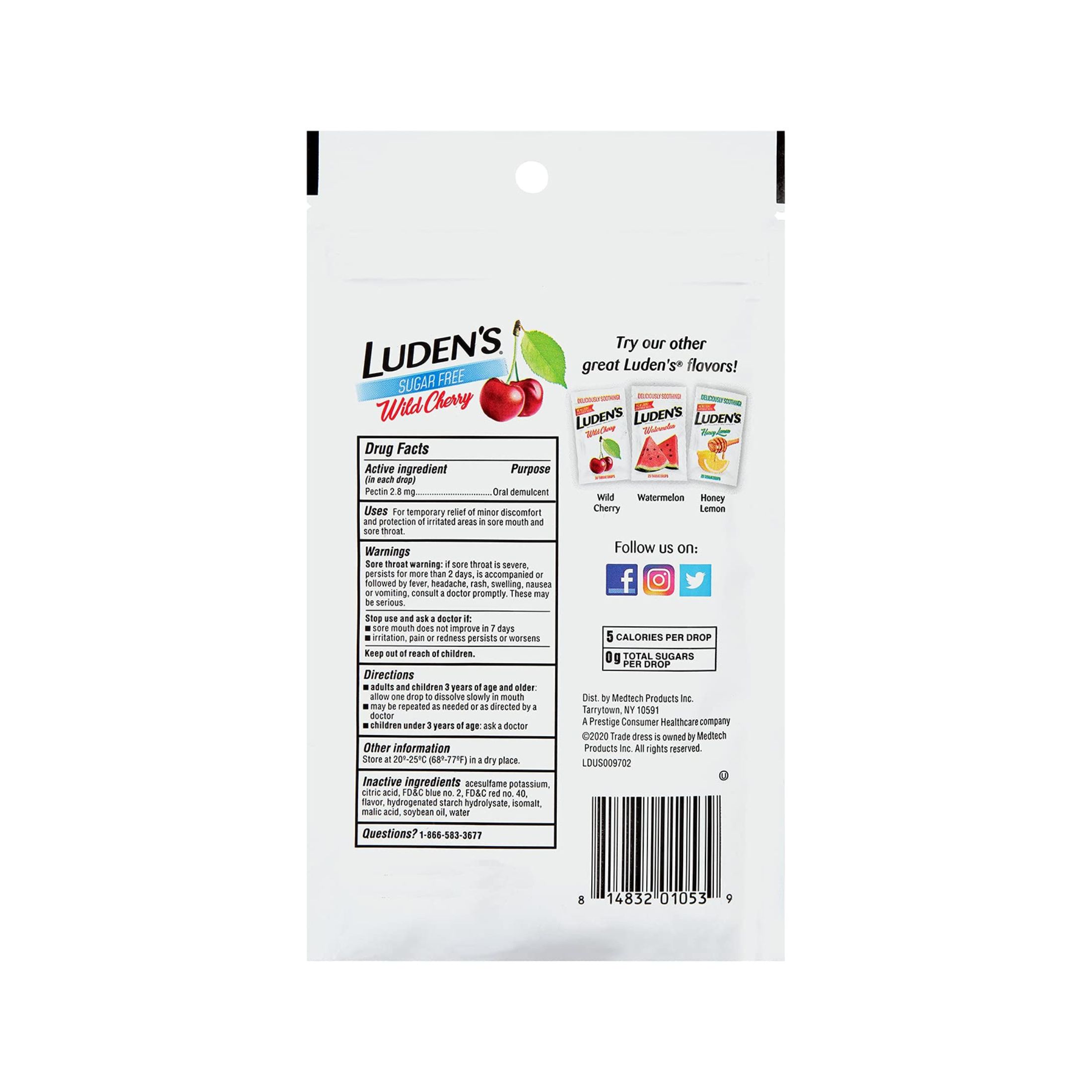 Luden's Throat Drops Sugar Free Wild Cherry