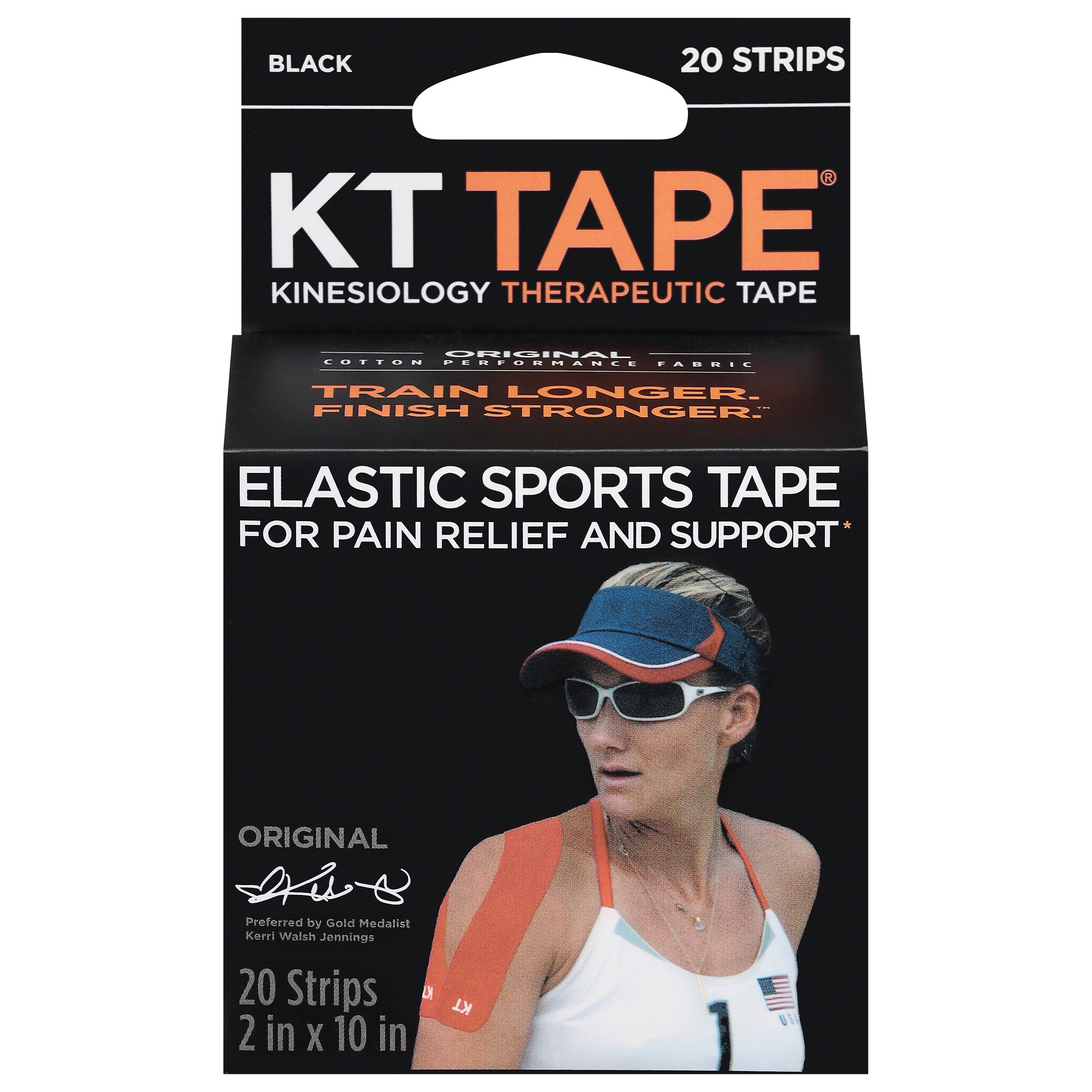KT Tape Original Cotton Black Kinesiology Therapeutic