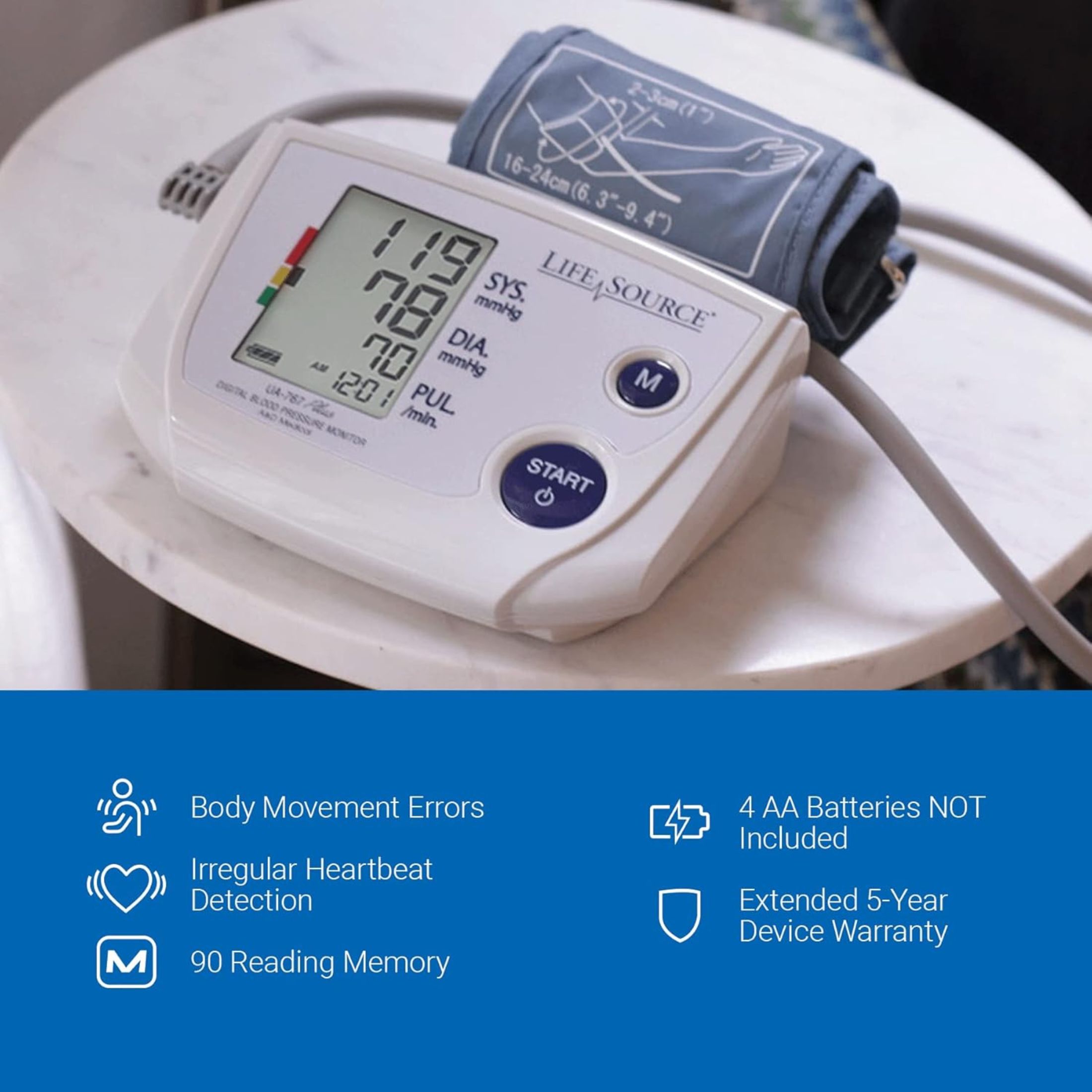 Lifesource One Step Auto Inflate Blood Pressure Monitor With Medium Cuff