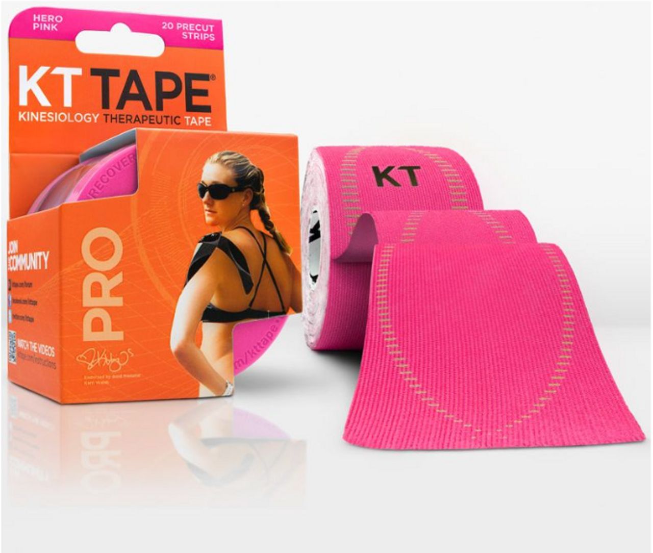 KT Tape Pro, Therapeutic Kinesiology, Hero Pink, Strips