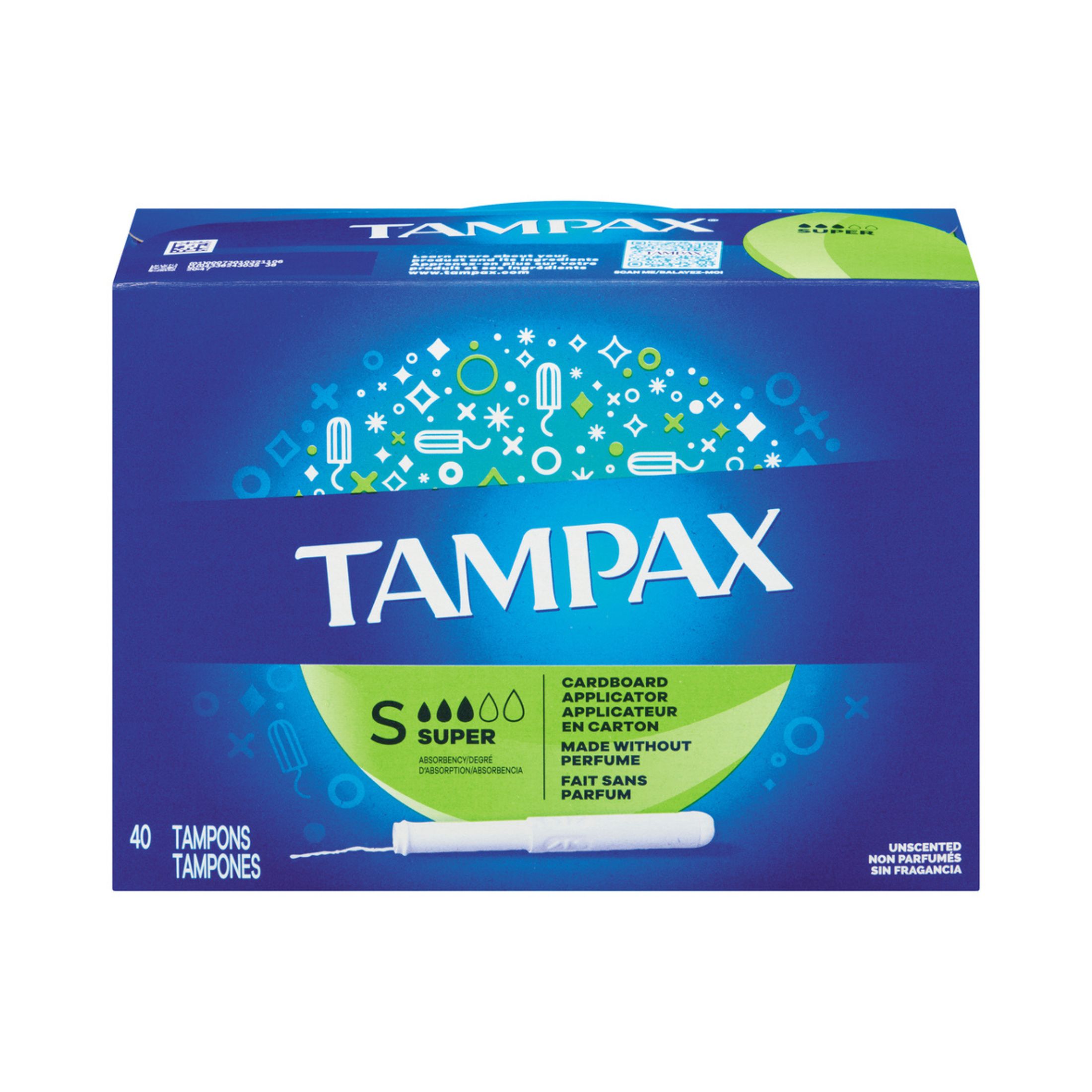 Tampax Anti-Slip Grip Cardboard Applicator Super Absorbency Tampons