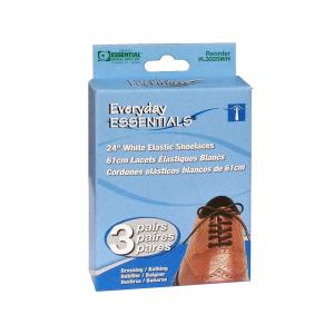 Essential Medical Supply Elastic Shoelaces, 24 Inch, White, 3 Pairs