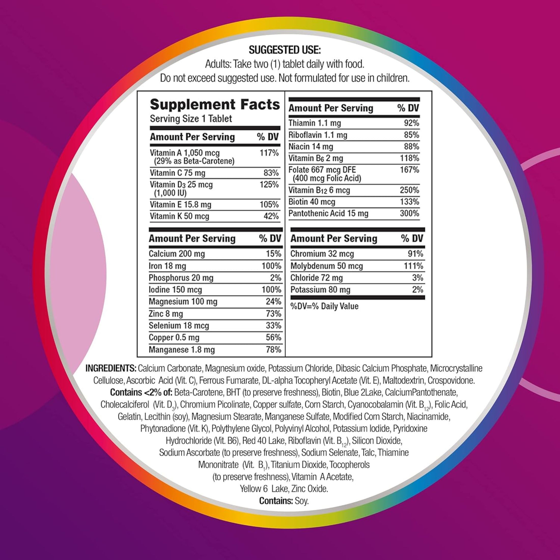 Centrum Multivitamin For Women, Multivitamin/Multimineral Supplement With Iron, Vitamins D3, B And Antioxidants