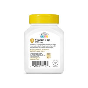 21st Century Vitamin B-12, Sublingual, 2500 Mcg, Tablets