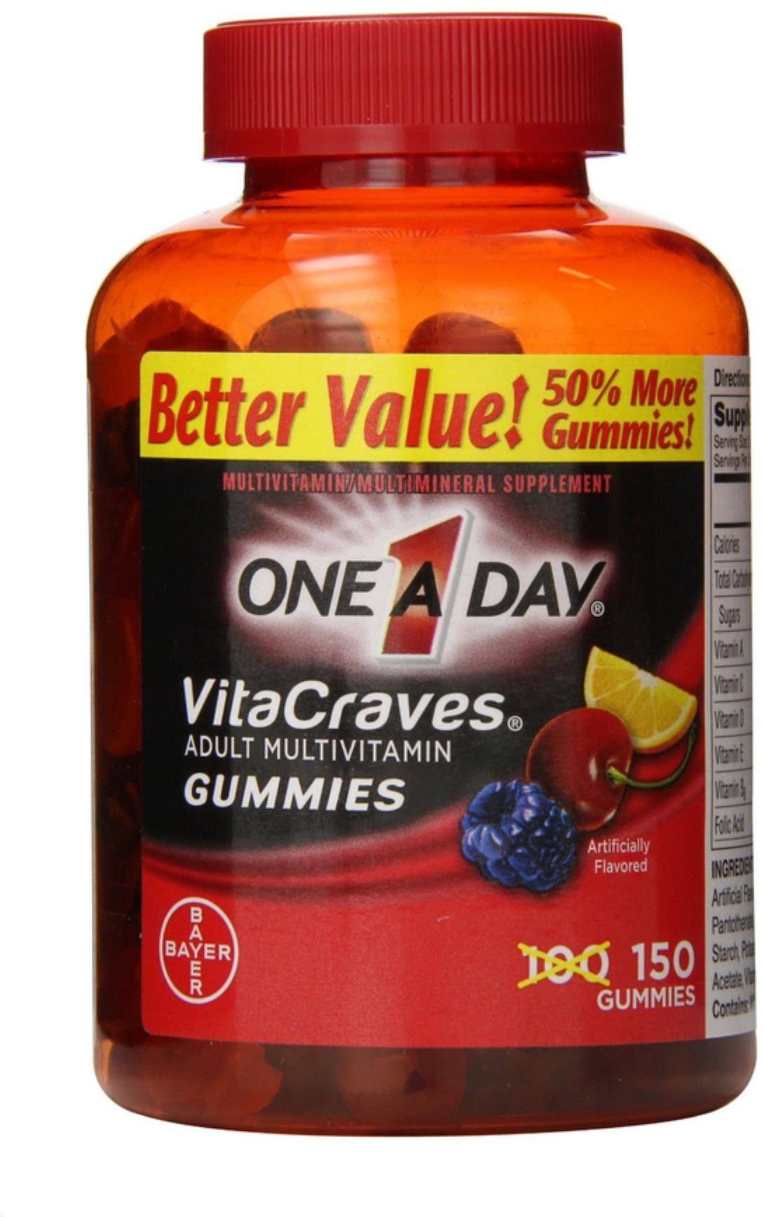 One A Day Vitacraves Gummies Adult Multivitamin 150 Ea Bottle