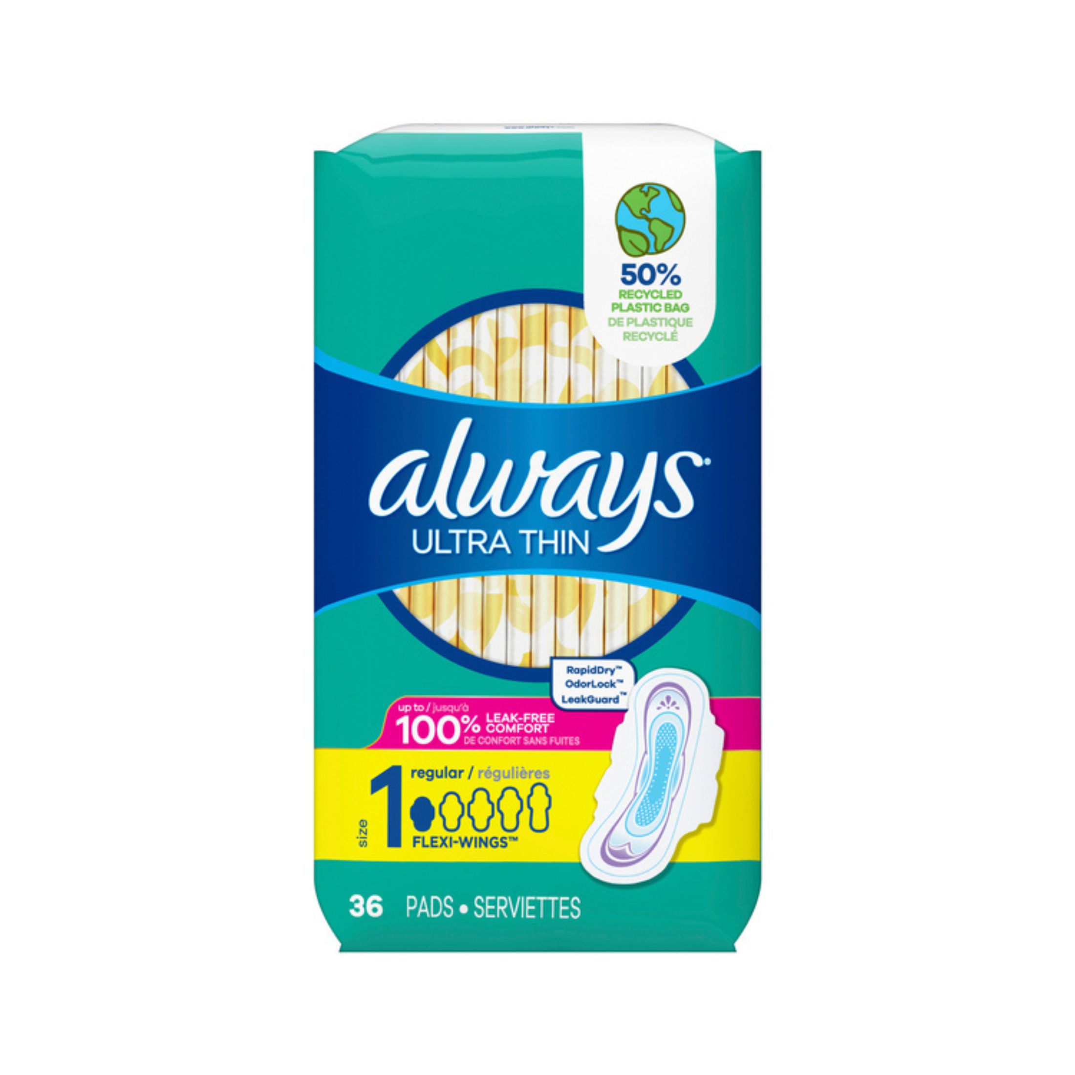 Always Ultra Thin Size 1 Regular Absorbency Unscented Pads With Wings