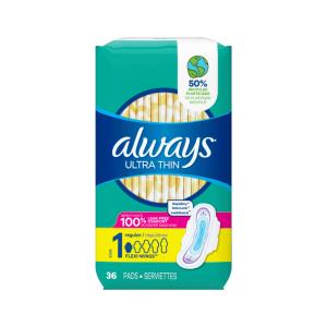 Always Ultra Thin Size 1 Regular Absorbency Unscented Pads With Wings