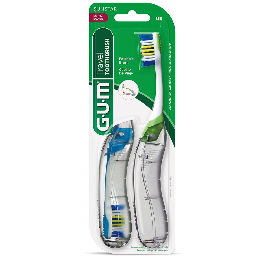 Gum Folding Travel Toothbrush, Soft Assorted