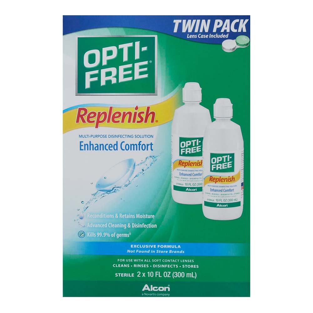 Opti-Free Replenish Multi-Purpose Enhanced Comfort Twin Pack Disinfecting Solution 2 - 10 Fl Oz Bottle