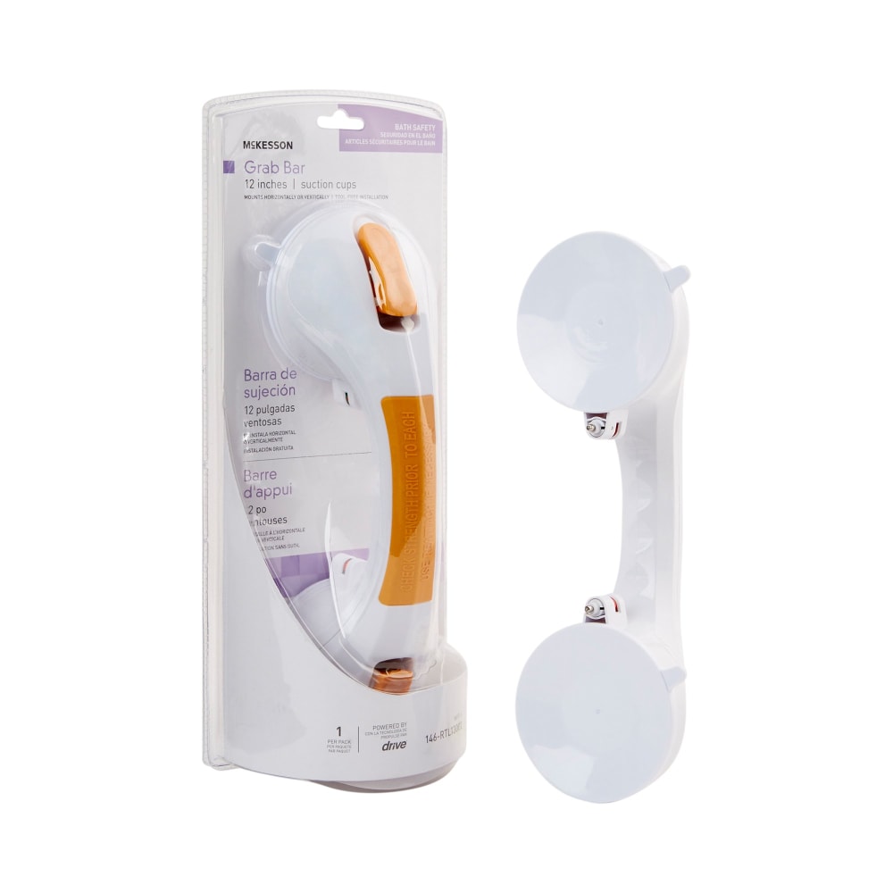 McKesson White / Yellow Plastic Suction-Cup Grab Bar 1103365