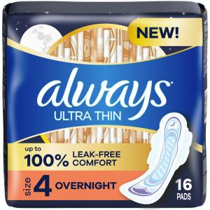 Always Ultra Thin Pads Size 4, Overnight With Wings