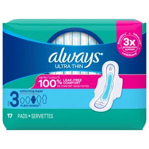 Always Pads, Flex Wings, Ultra Thin, Extra Long Super, Size 3