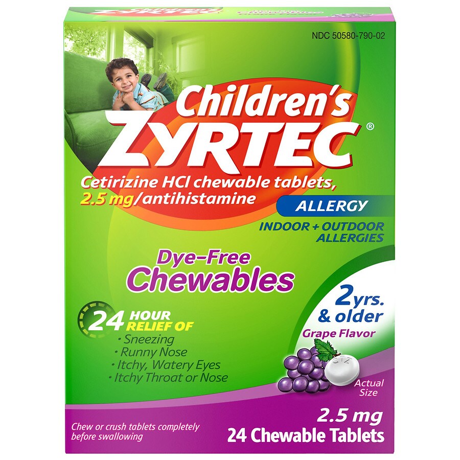 Children's Zyrtec 24 Hour Allergy Chewable Tablets, Grape
