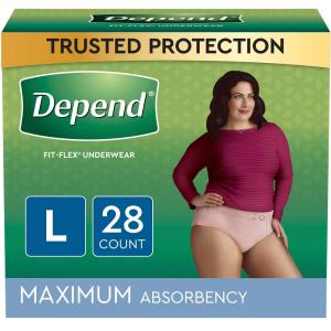 Depend FIT-FLEX Incontinence Underwear For Women - Maximum Absorbency - Blush