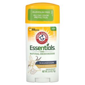 Arm & Hammer Essentials With Natural Deodorizers Deodorant Magnesium Vanilla Sandalwood 2.5 Oz