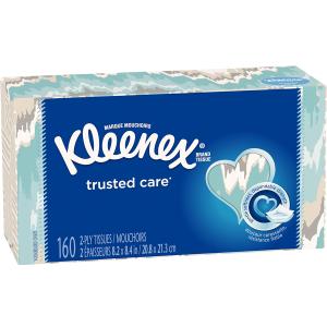 Kleenex Trusted Care 2-ply Facial Tissues, Flat Boxes (160 Tissue/Box, 12 Boxes)