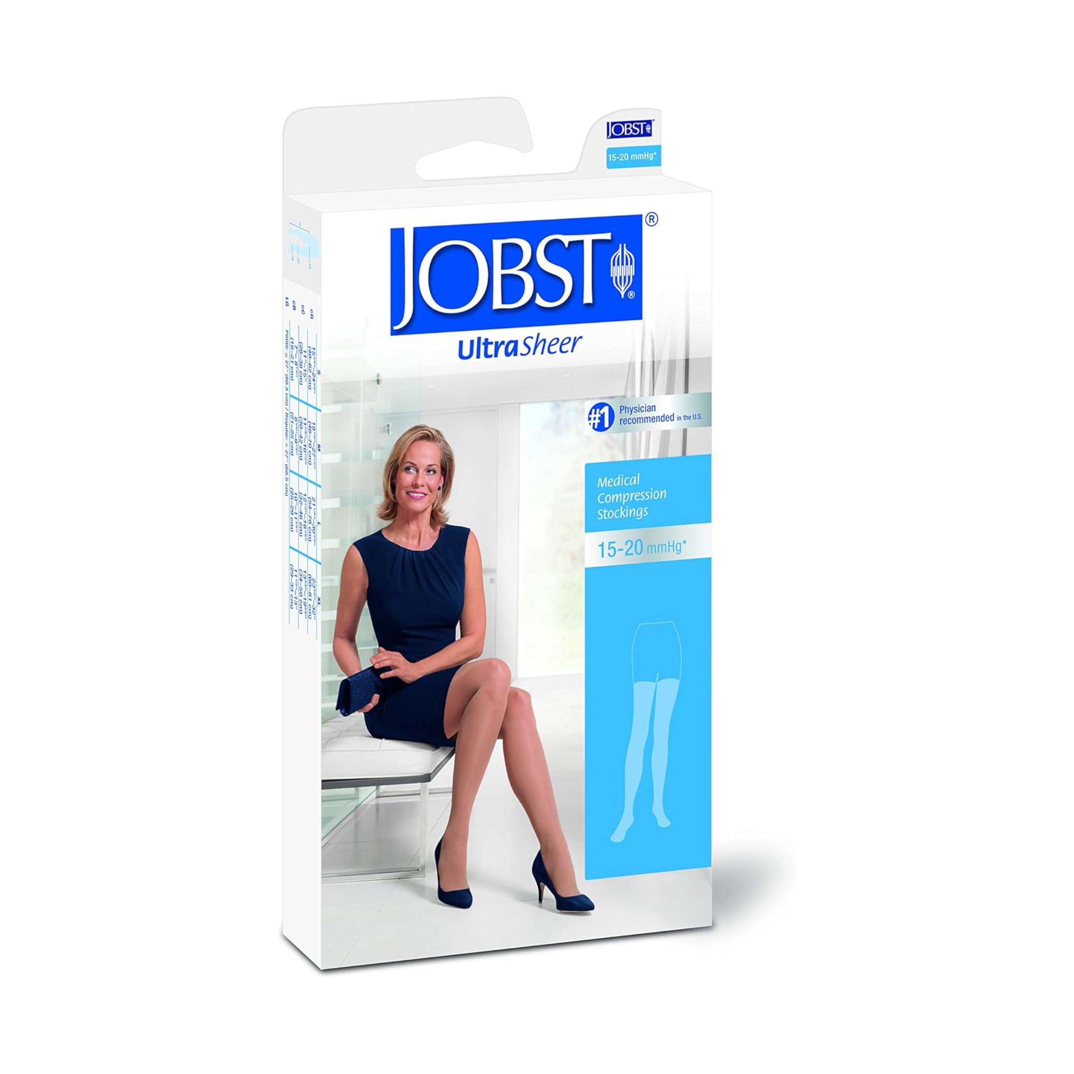 Jobst Compression Ultrasheer Thigh High 20-30Mmhg Support Stockings Beige Small Each