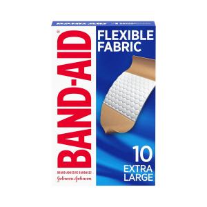 Band-Aid Brand Flexible Fabric Extra Large All One Size Adhesive Bandages 10 Ct Box