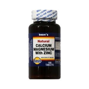 Basic Vitamins Natural Calcium Magnesium With Zinc - 100 Tabs