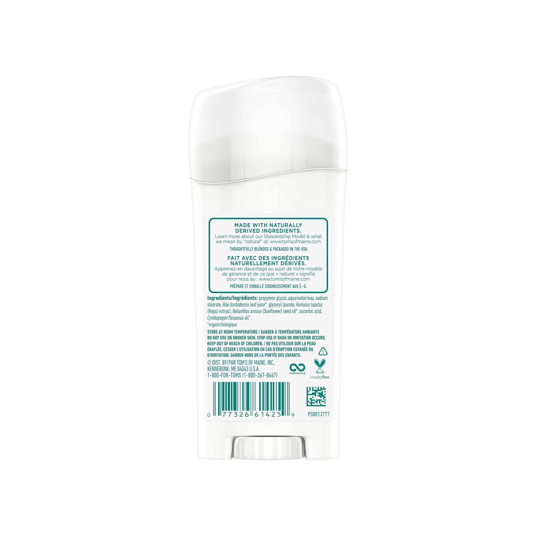 Tom's of Maine Long Lasting Unscented Natural Deodorant Stick - 2.25oz