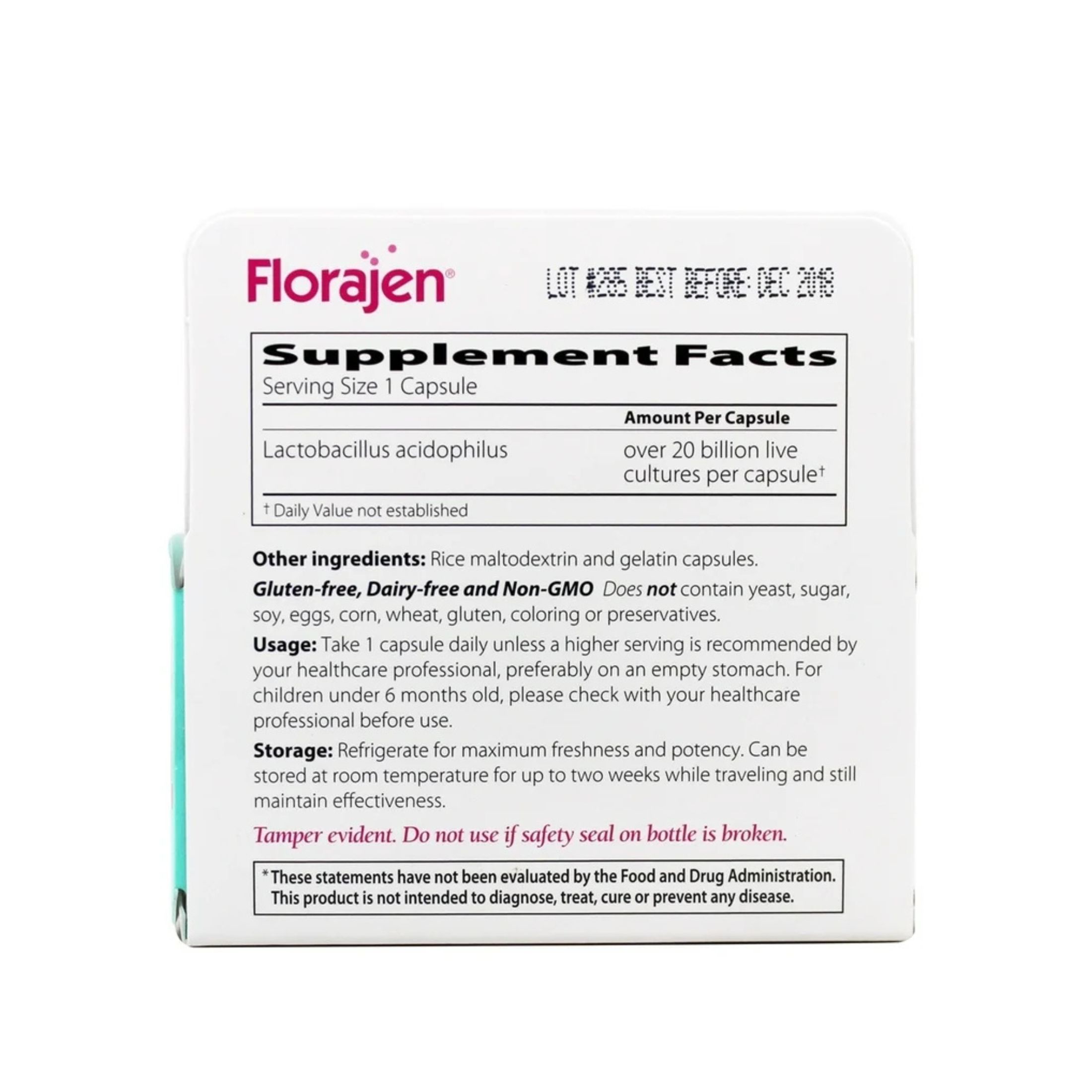 Florajen Acidophilus Probiotic Capsules 60 Caps