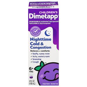 Dimetapp Cold & Congestion, Nighttime, Children's, Grape Flavor 4 Fl Oz