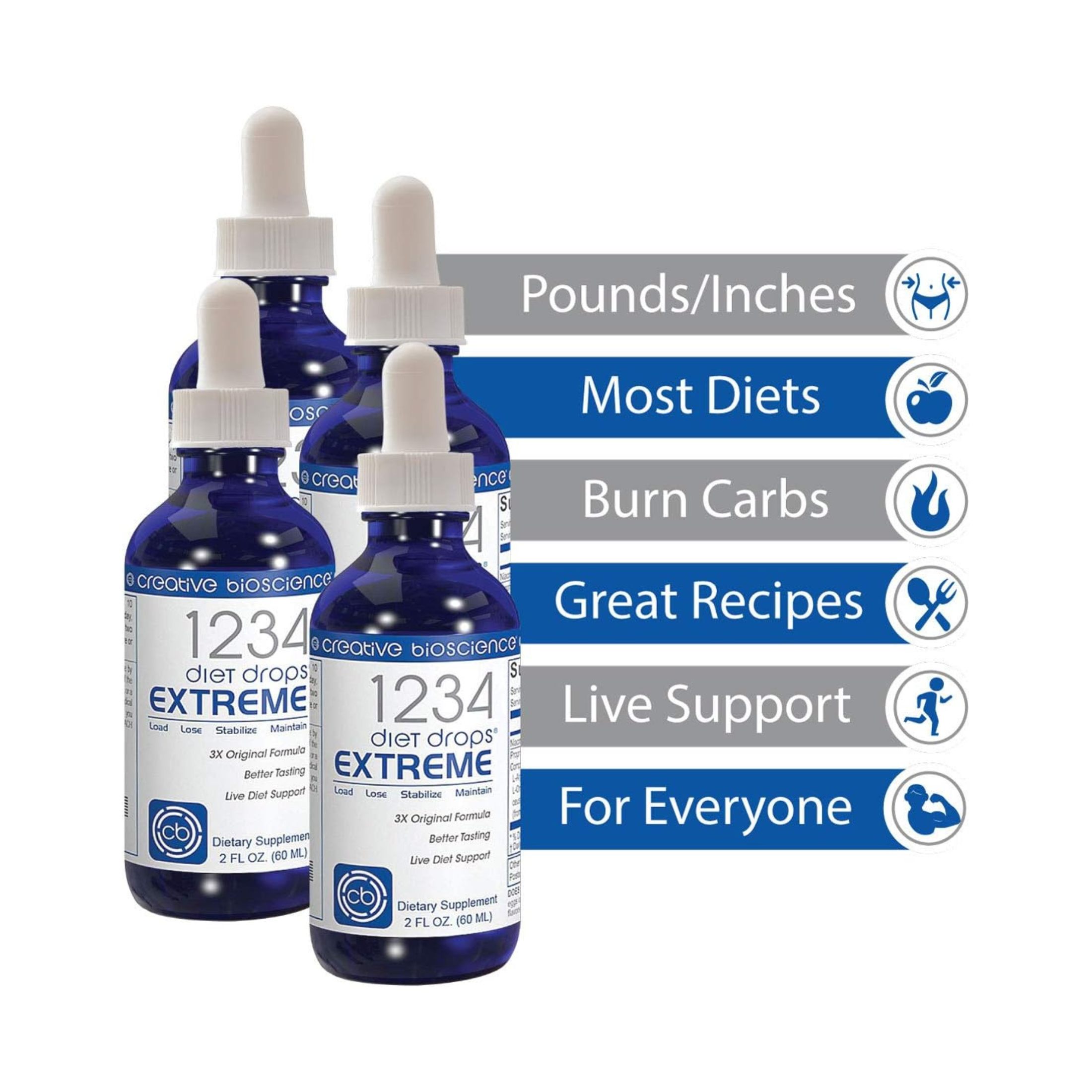 Creative Bioscience 1234 Diet Drops With hCG, 2 Fl Oz