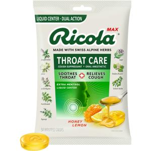 Ricola Drops, Honey Lemon, Throat Care, Extra Menthol, Liquid Center, Wrapped Drops