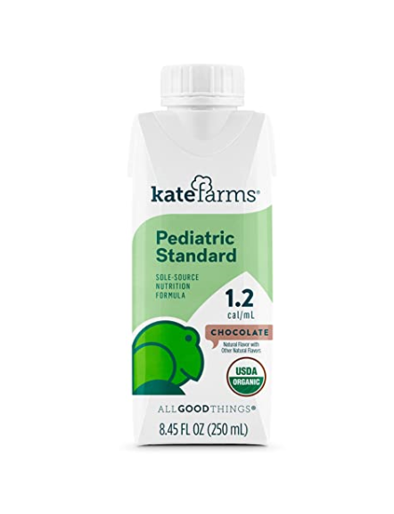 Kate farms Pediatric Standard 1.2 Formula, Vanilla And Chocolate Flavors, Sole Source Nutrition, Nutritional Supplement Drinks, Feeding Tube Meals, Protein Shakes For Kids, 8.45 FL Oz, Pack Of 12 Or