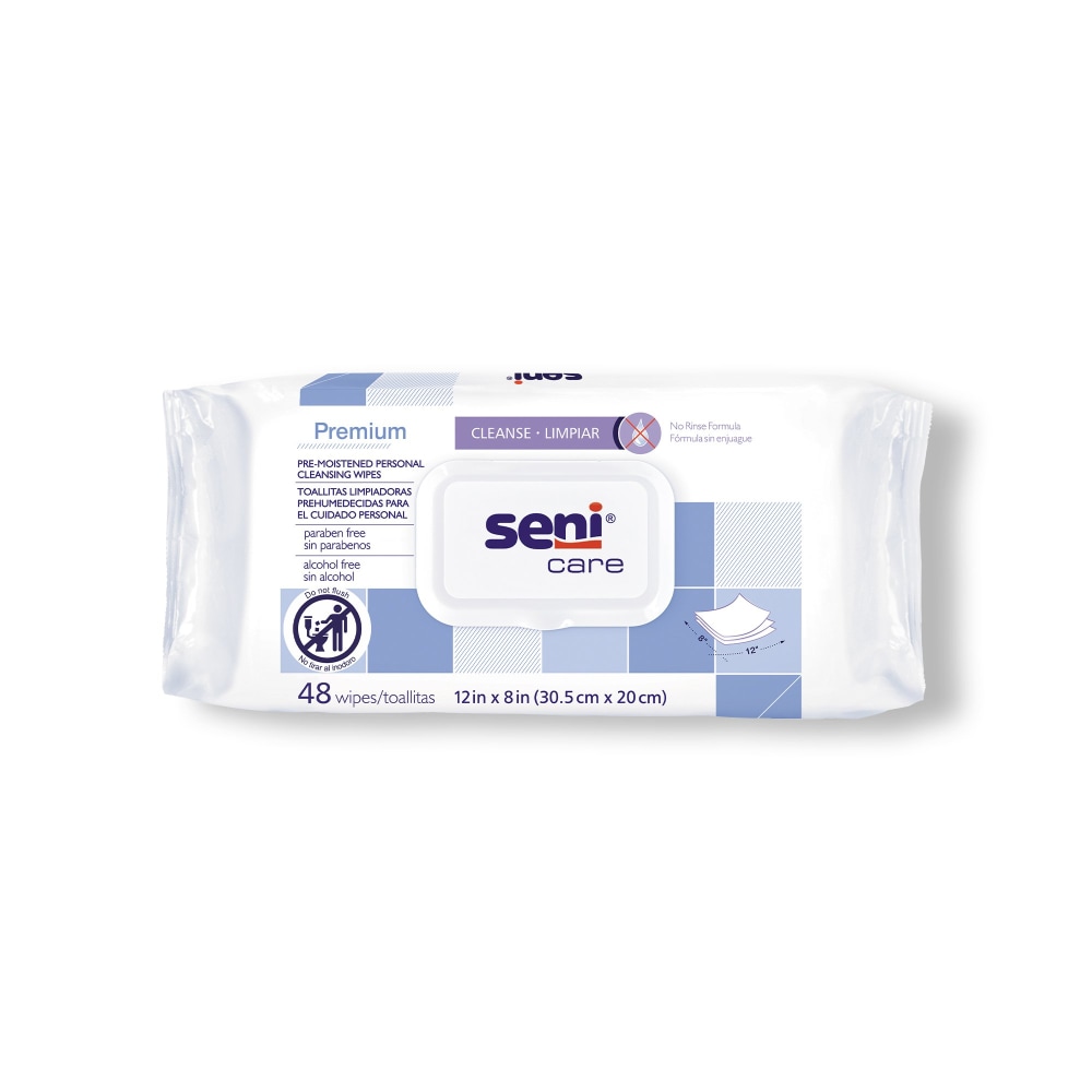 Seni 48 Count Care Premium Pre-Moistened Personal Cleansing Wipes