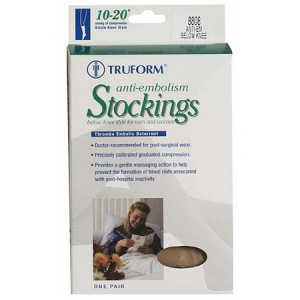 Truform Anti-Embolism Stocking, Below Knee Closed Toe Style Medium, White
