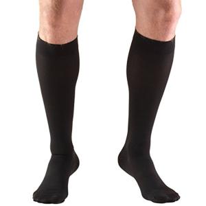 Truform 15-20 mmHg Compression Stockings For Men And Women, Knee High Length, Closed Toe, Black, Large