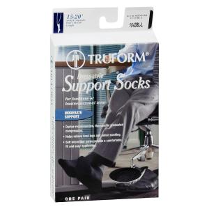 Truform Men's Moderate Dress-Style Support Socks Large, Black