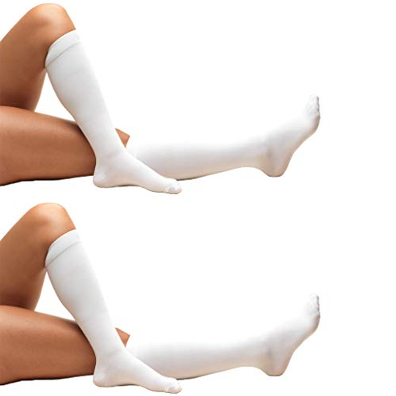 Truform Anti-Embolism Stocking, Below Knee Closed Toe Style Large, White