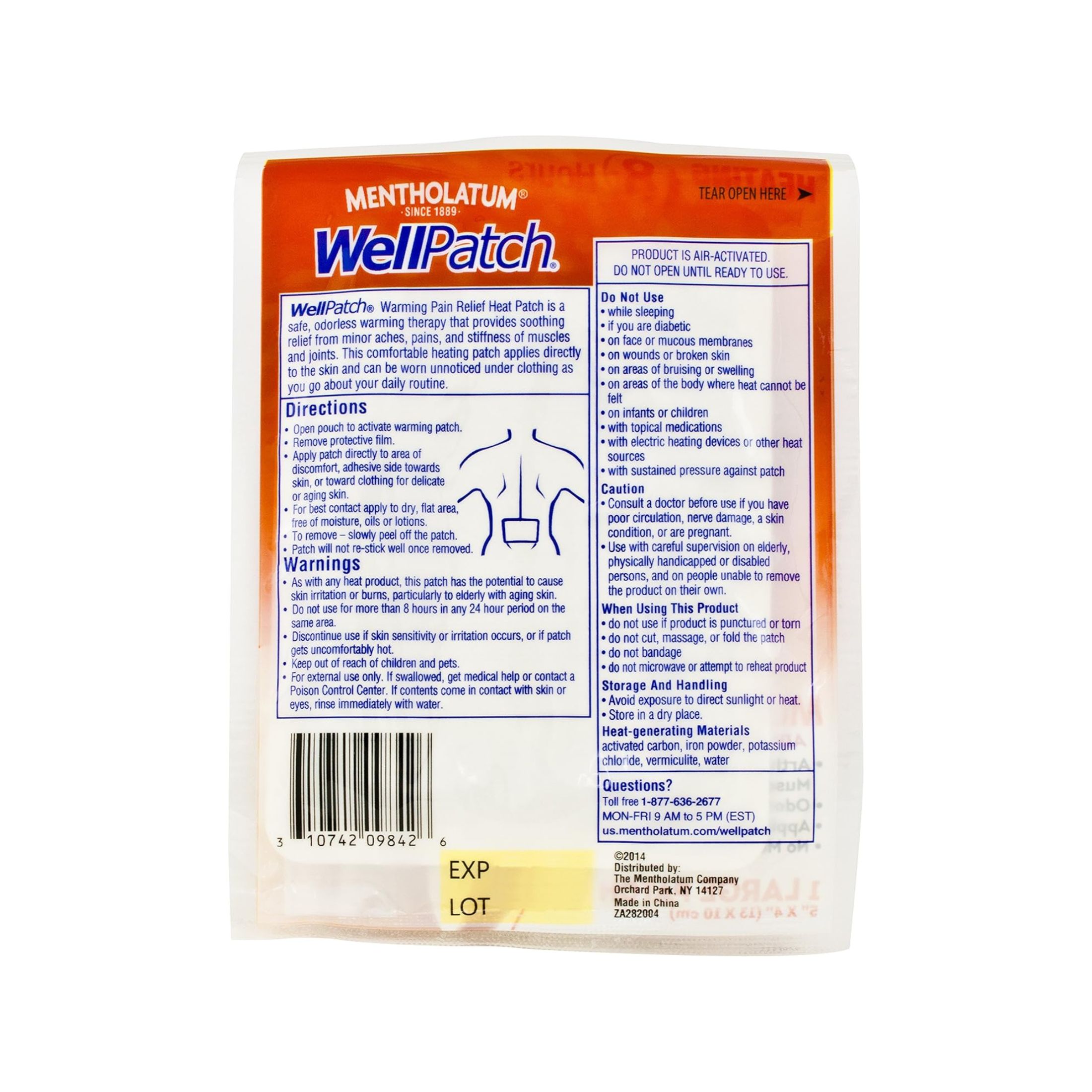 WellPatch Warming Pain Relief -- 4 Large Patches
