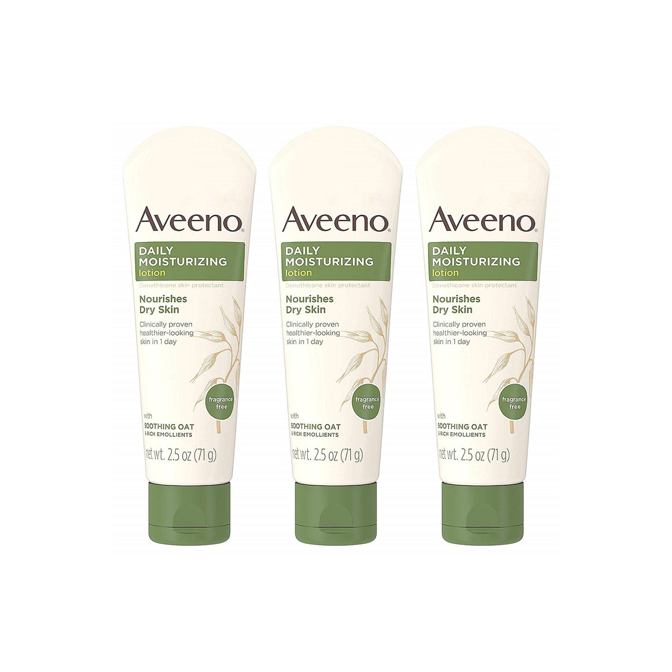 Aveeno Daily Moisturizing Body Lotion With Soothing Oat And Rich Emollients To Nourish Dry Skin, Fragrance-Free, 2.5 Fl. Oz