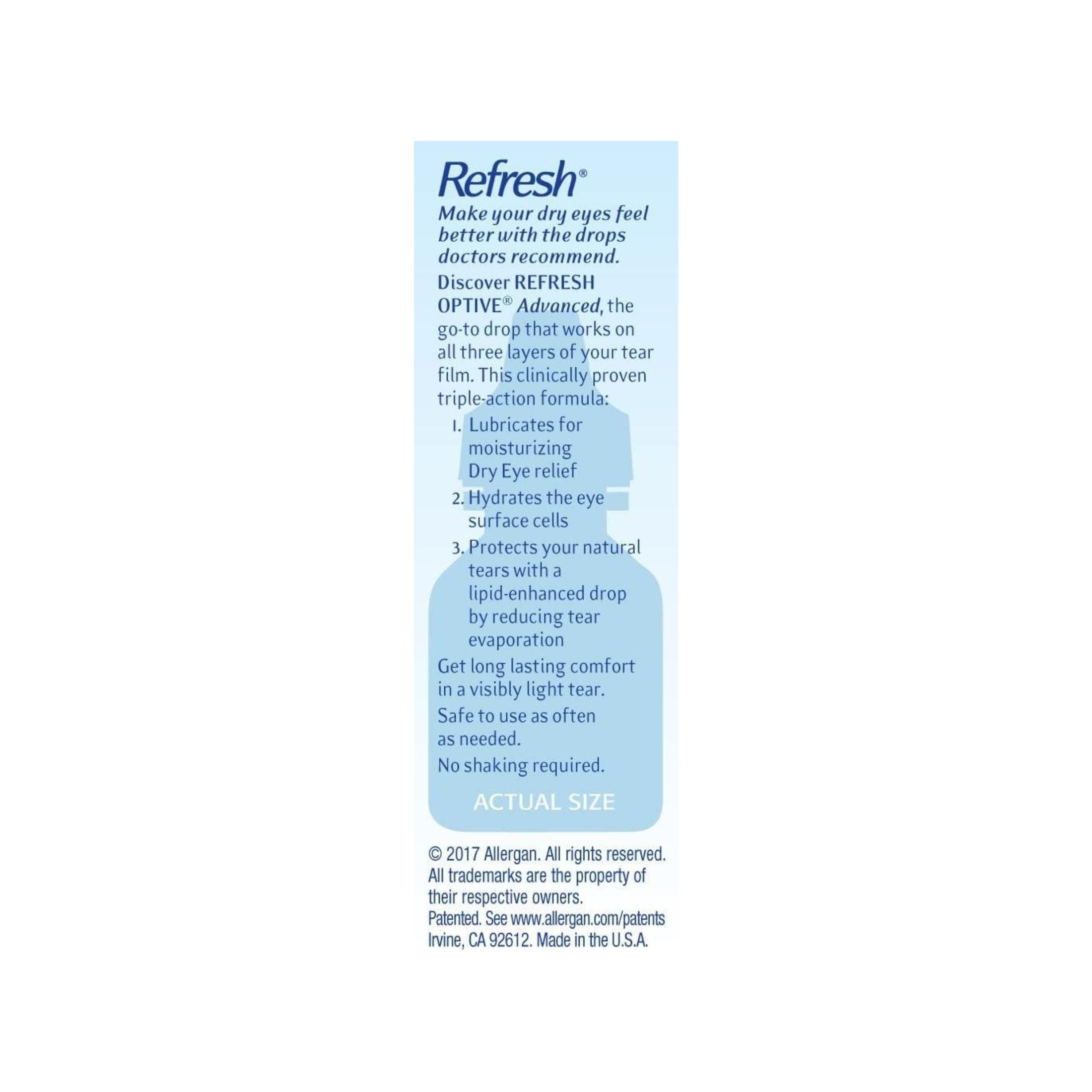 Refresh Optive Advanced Lubricant Eye Drops, 0.33 Fl Oz, Twin Pack