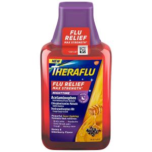 Theraflu Relief, Nighttime, Max Strength, Honey & Elderberry Flavor 8.3 Fl Oz