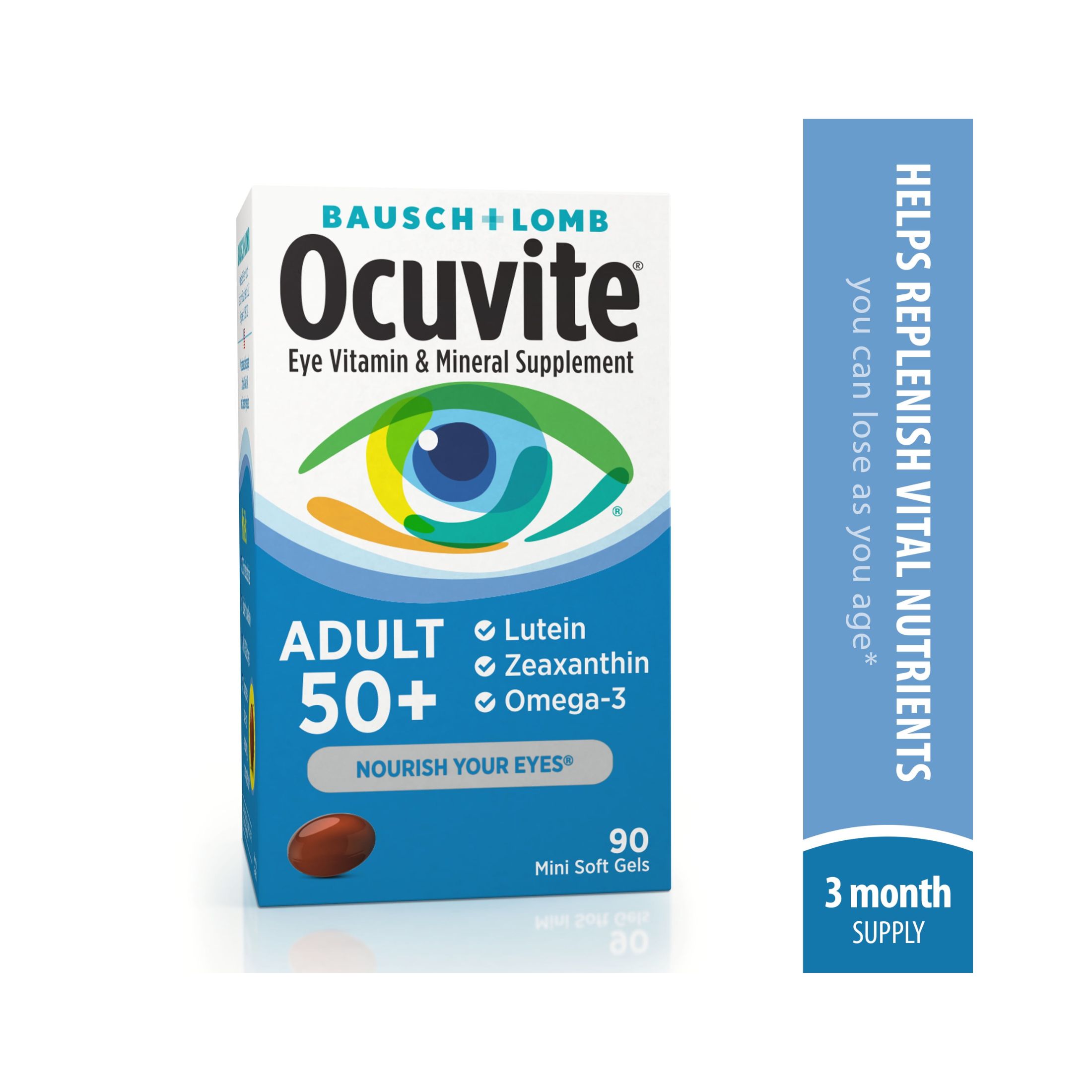 Ocuvite Bausch & Lomb Adult 50+ Eye Vitamin & Mineral Supplement Mini Gels